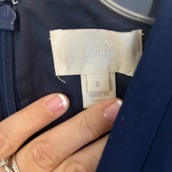 J. Crew Dresses | J. Crew Navy Blue Pleated Fit And Flare V Neck Dress...size 8 - Picture 5 of 8